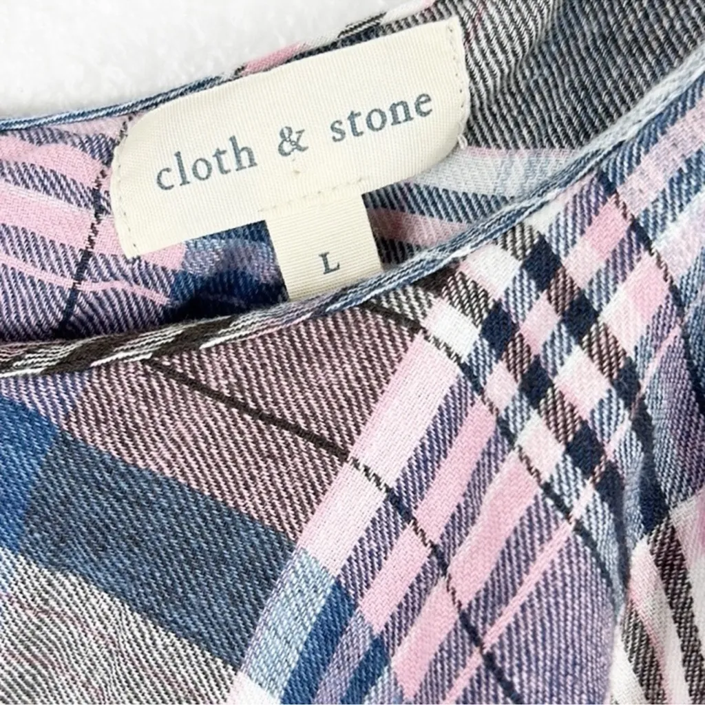 Cloth & Stone linen cotton one shoulder ruffle one shoulder top size large Y2K - Image 6