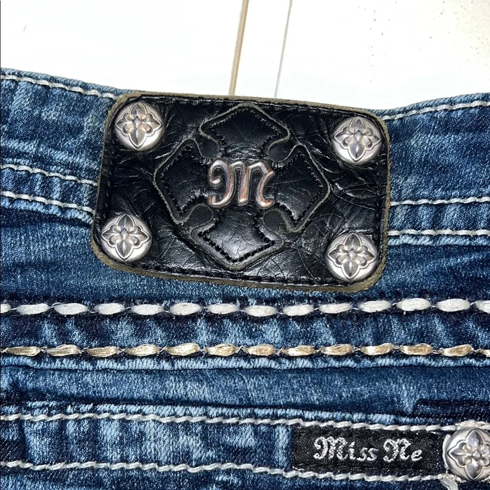 Miss Me Blue Skinny Jeans with Distressed Detailing thick stitch 28 - Image 7