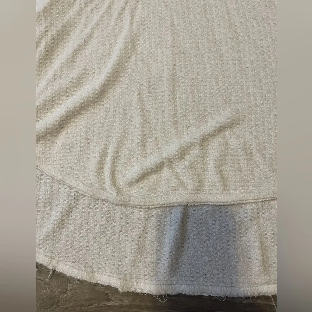 We The Free Waffle Knit Thermal Mock Neck Long Sleeve Top Women’s Size S White - Image 3