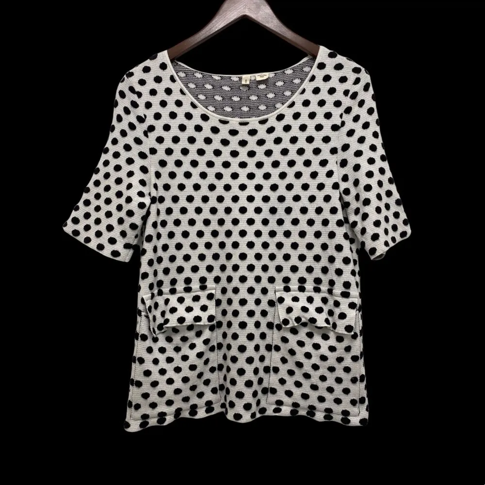 Anthropologie  Moth Jacquard Dottie Black/White Polka dot Sweater Size S - Image 4