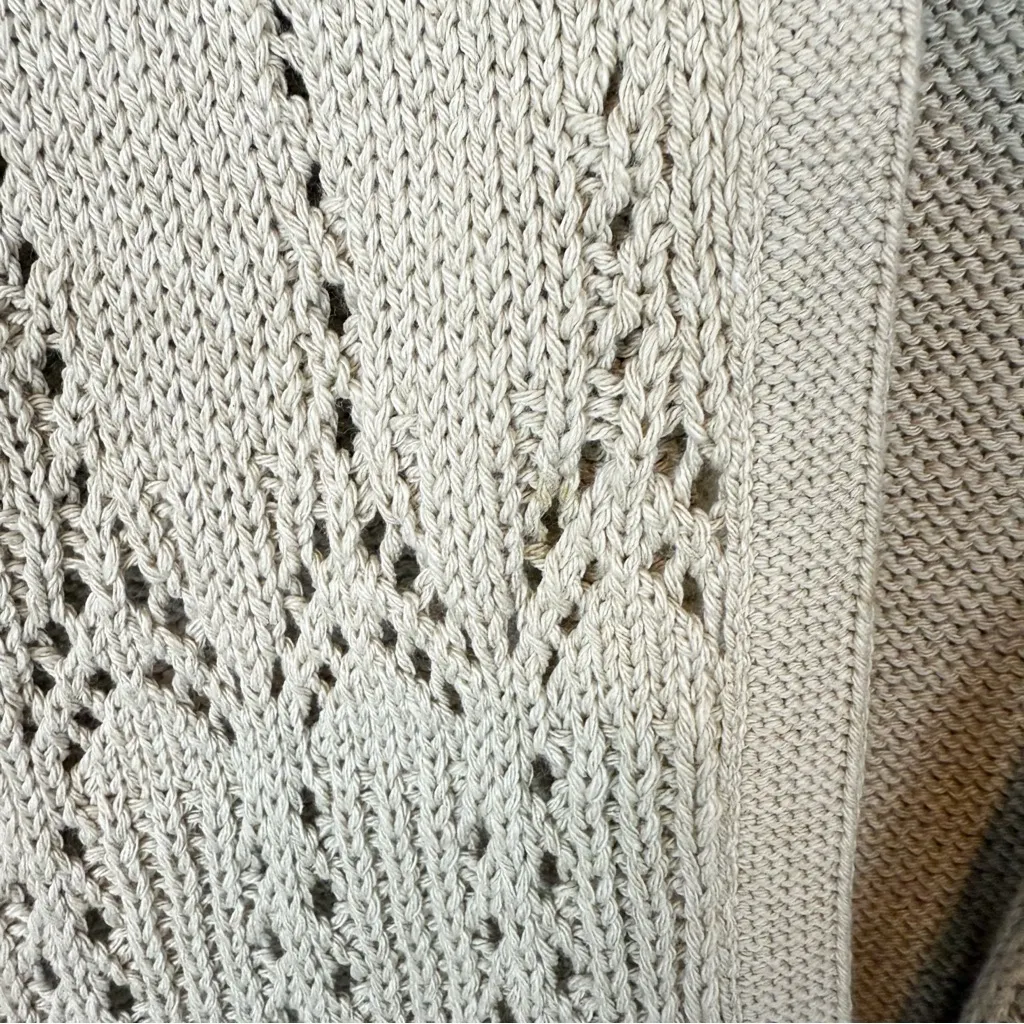 Aran Crafts Ireland Beige Open Front Scalloped Knit Cardigan Size Large - Image 10