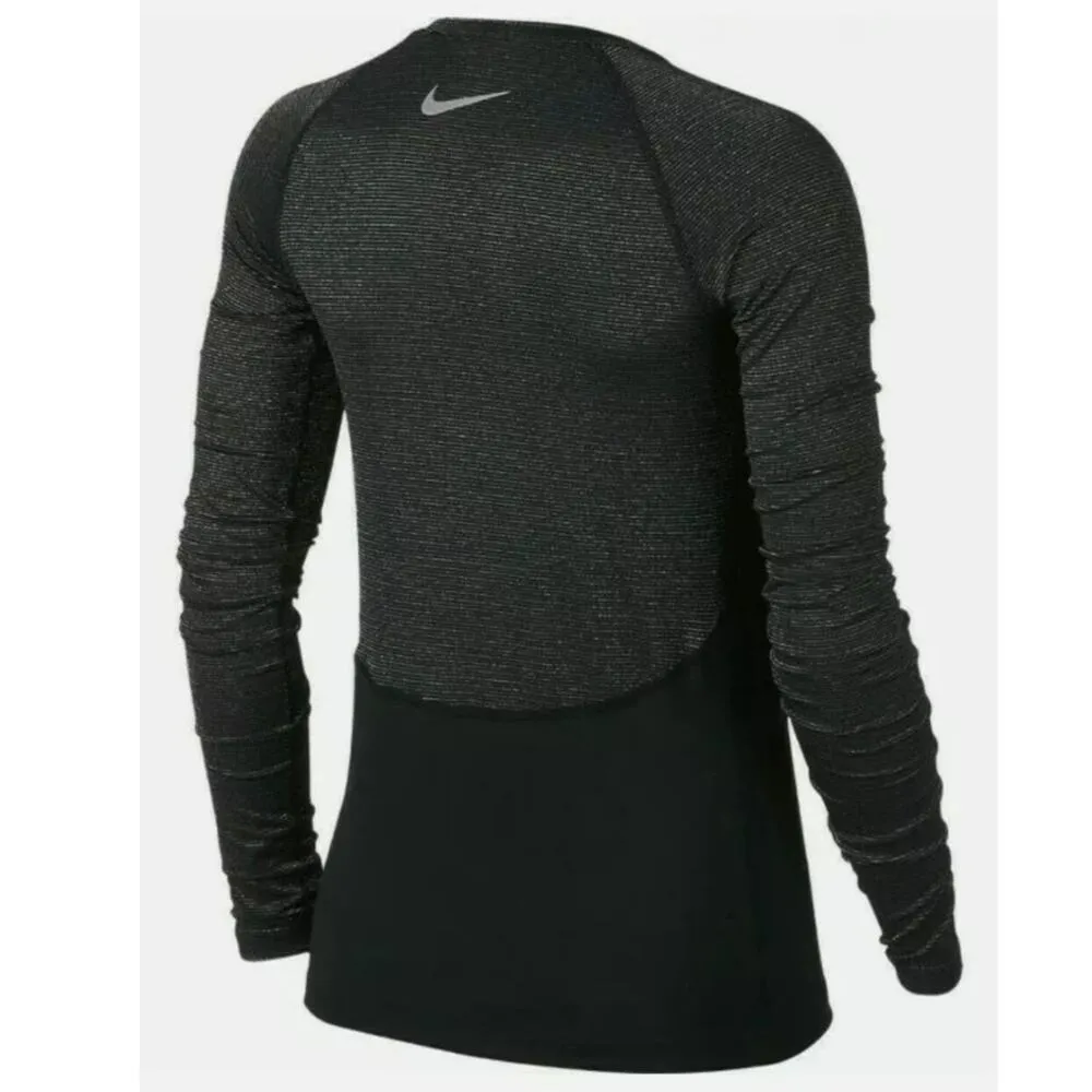 Nike Pro Dri Fit Black Gold Warm Sparkle T-Shirt Fall Athleisure Long Sleeve Tee - Image 10