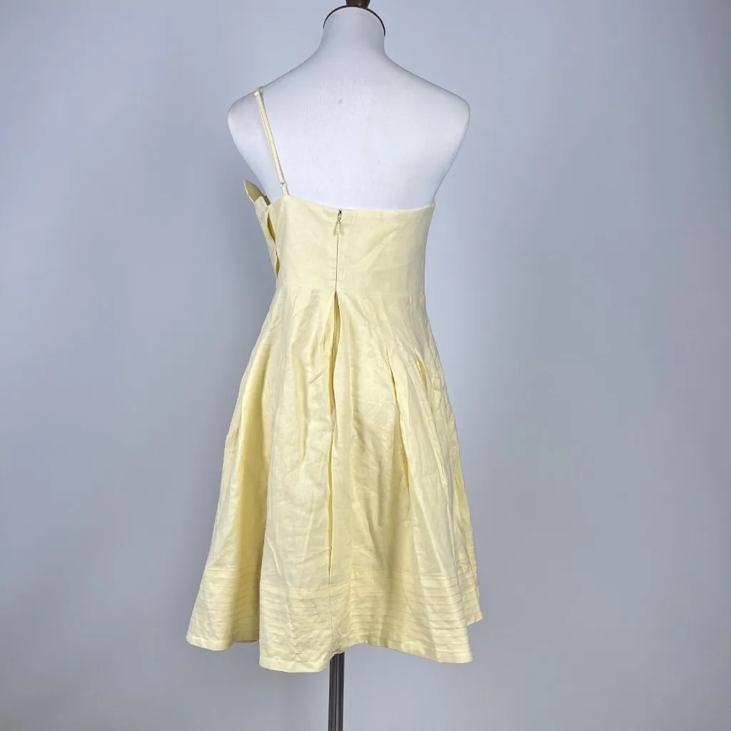 NWOT Farm Rio Lea One Shoulder Off-White Linen Blend Mini Dress Size L 3D Petal - Image 8