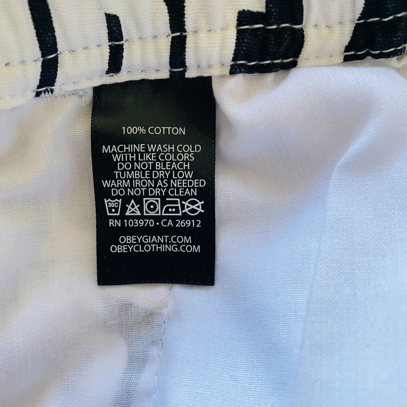 Obey Worldwide Splash Black White Pull On Drawstring Straight Leg Pocket Pant S - Image 13