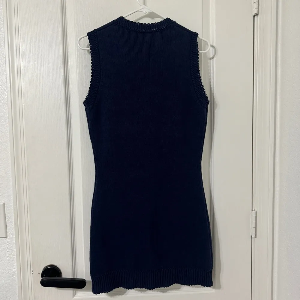 Reformation Catalina Cotton Sweater Mini Dress in Navy Size L - Image 6