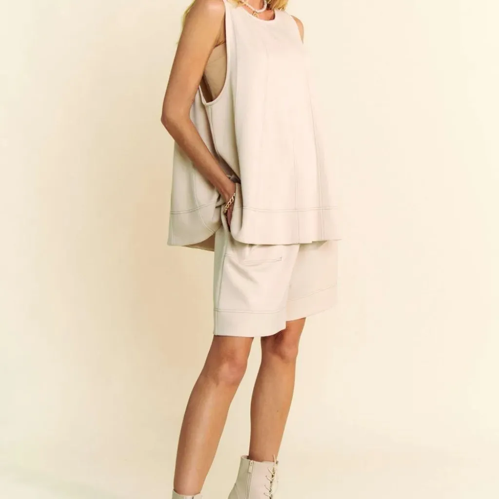Davi & Dani Contrast Seam‎ Top and Short Set - Image 2