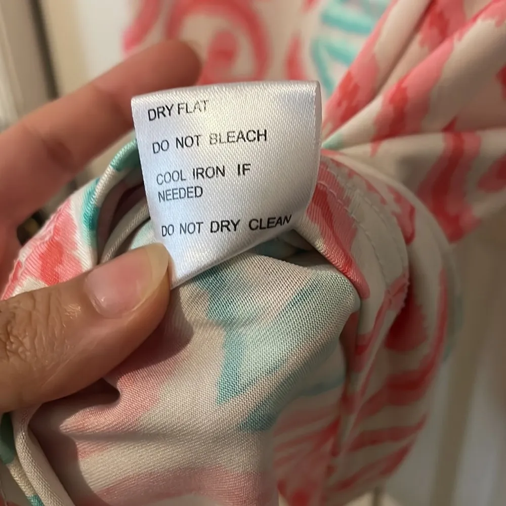 Faux Wrap V Neck Dress Watercolor Swirl Patterned - Image 7