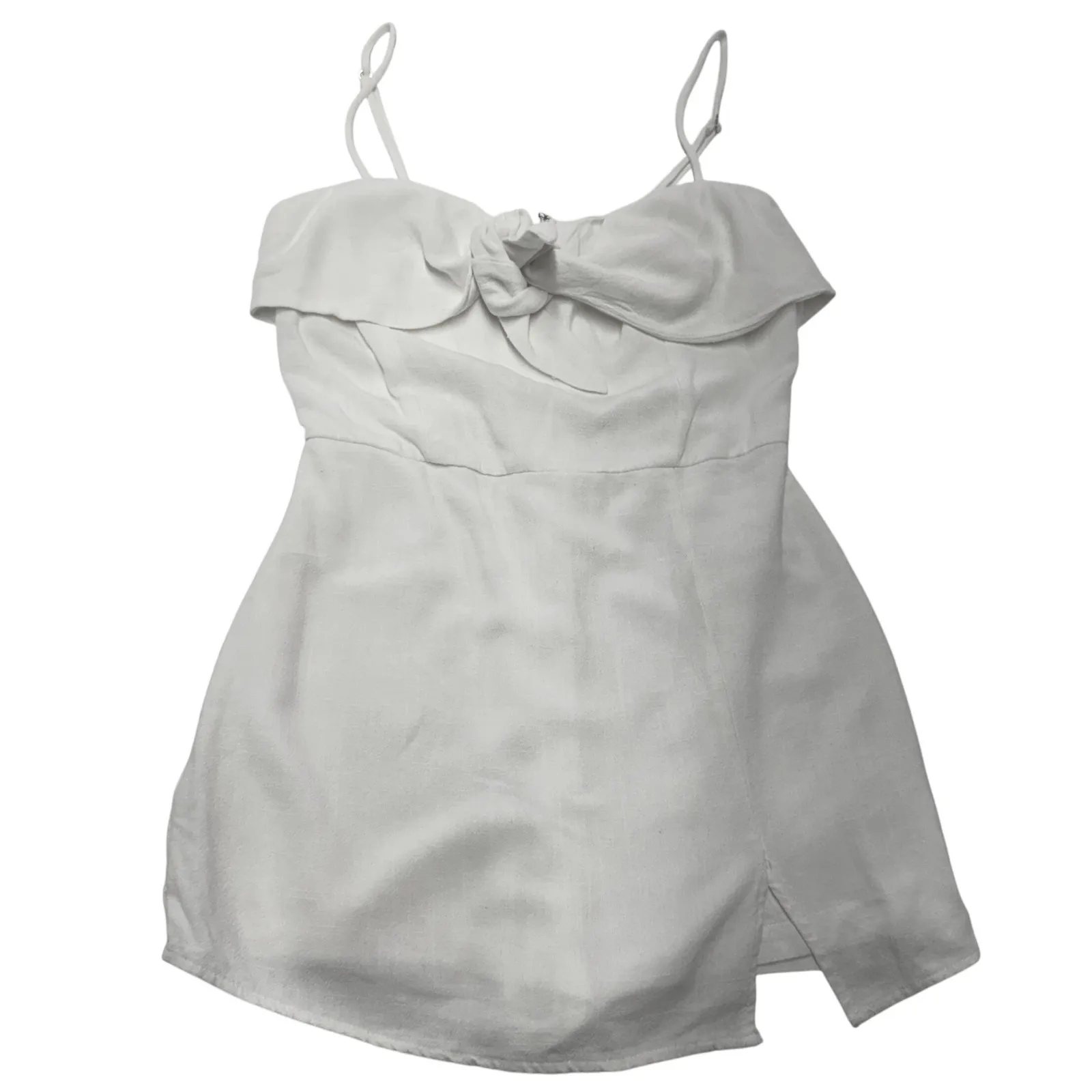 Lulus Romper Womens X‎ Small White Tie Front Linen Blend Coastal - Image 3