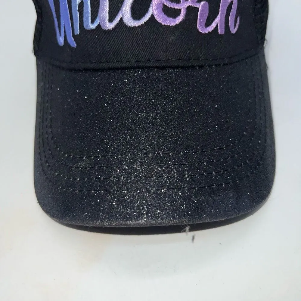 Trust Me I’m A Unicorn Sparkly‎ Baseball Cap Black - Image 3