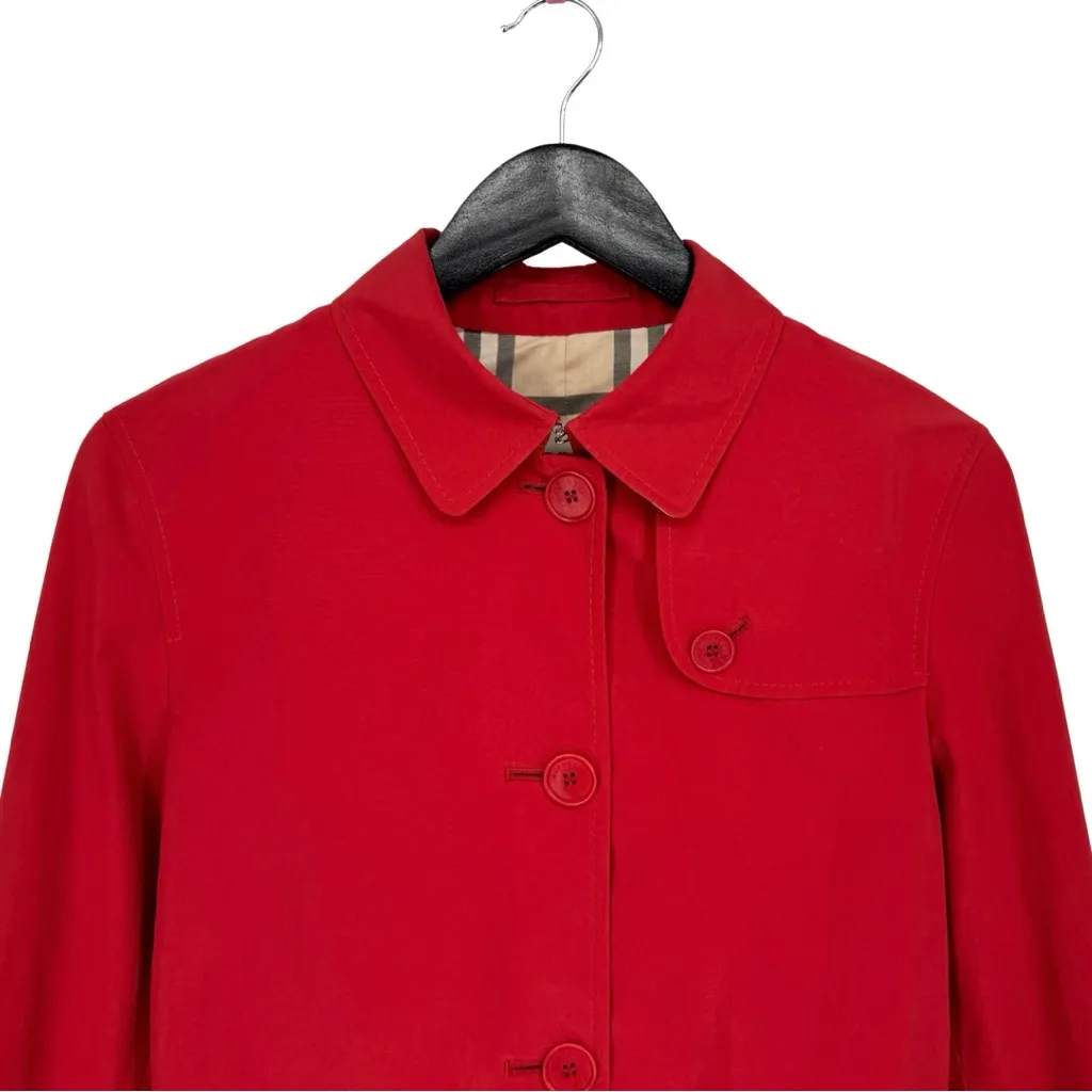 Burberry Vintage Josi Short Belted Trench Coat Cherry Red 6R Small Classic Chic - Image 5