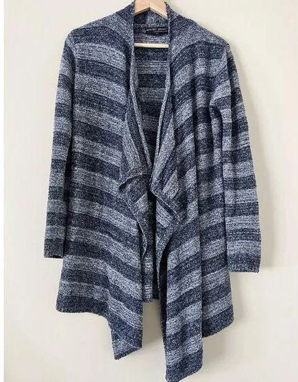 Barefoot Dreams Bamboo Chic Lite Calypso Cardigan Blue Stripe sm/med - Image 1