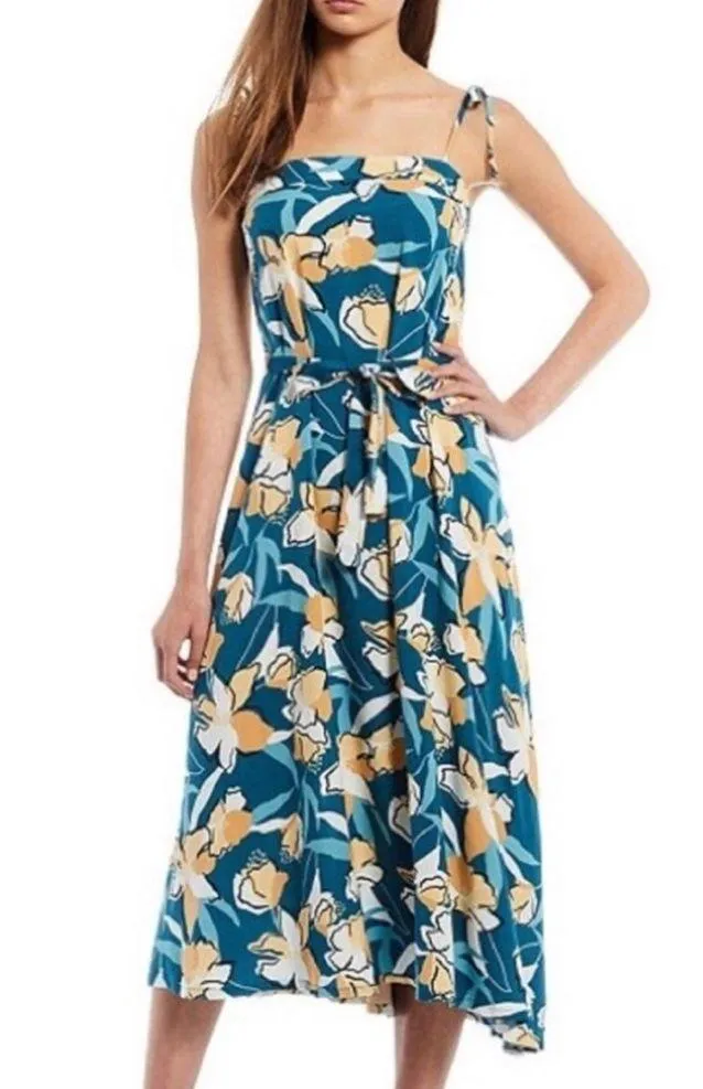 Roxy Nowhere to Hide Dress Small Midi Print Strappy Hibiscus 🌺 - Image 4