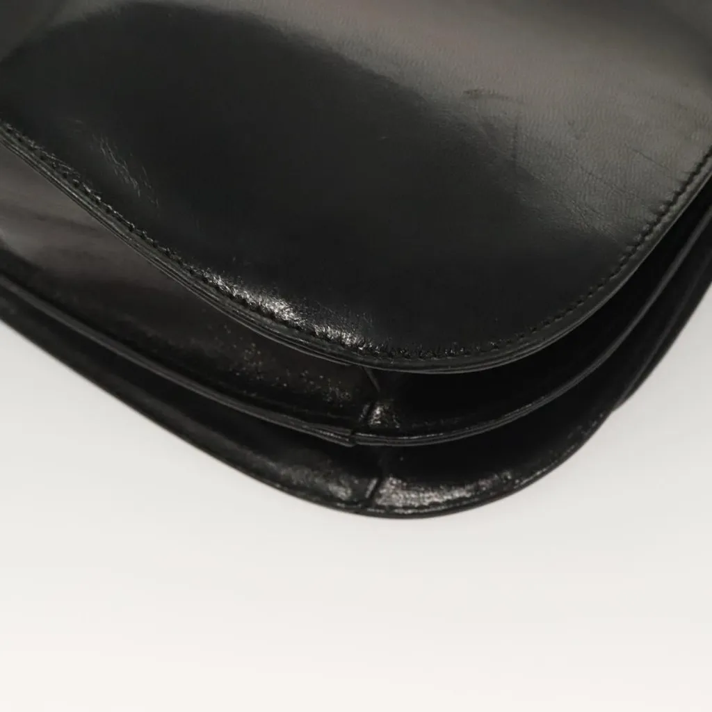 Chain Shoulder Bag Leather Black Authentic - Image 12