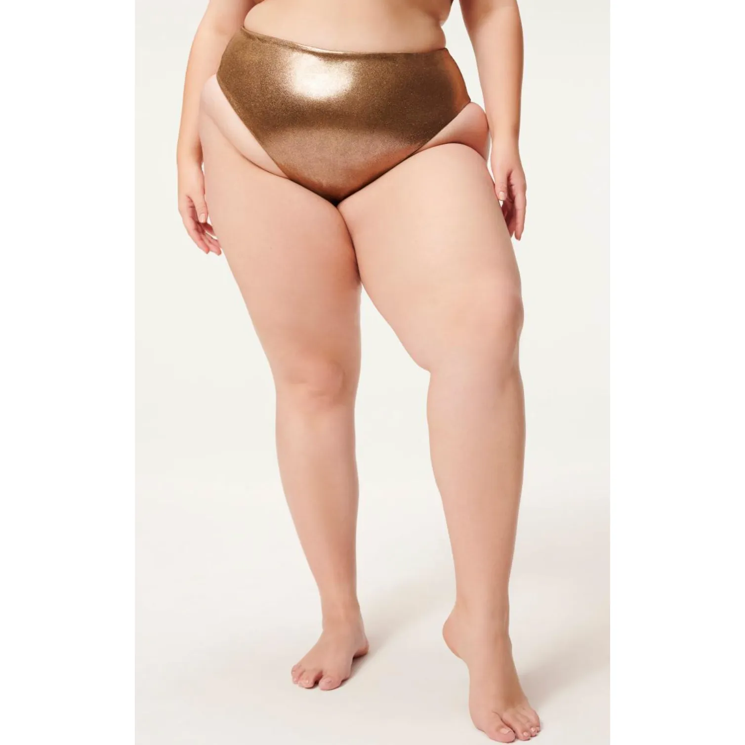 Good American Mocha Foil Reversible Good Waist Bikini Bottoms - Image 3