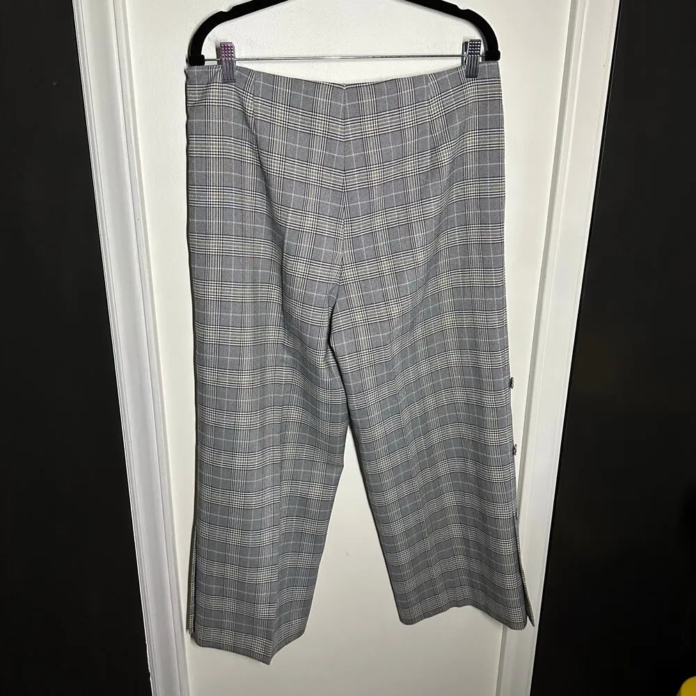 Bar III Women's Plaid Wide Leg Crop Pants Size 12 High Rise Trousers Work Office - Image 6