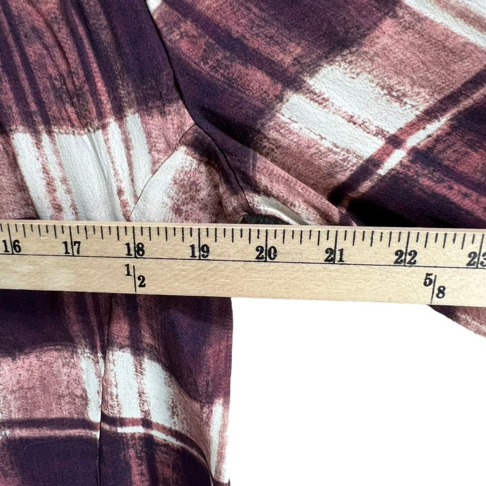 Garnet Hill Tunic Top Women 6 Purple Plaid Crepe Popover Shirt Casual Cottage - Image 8