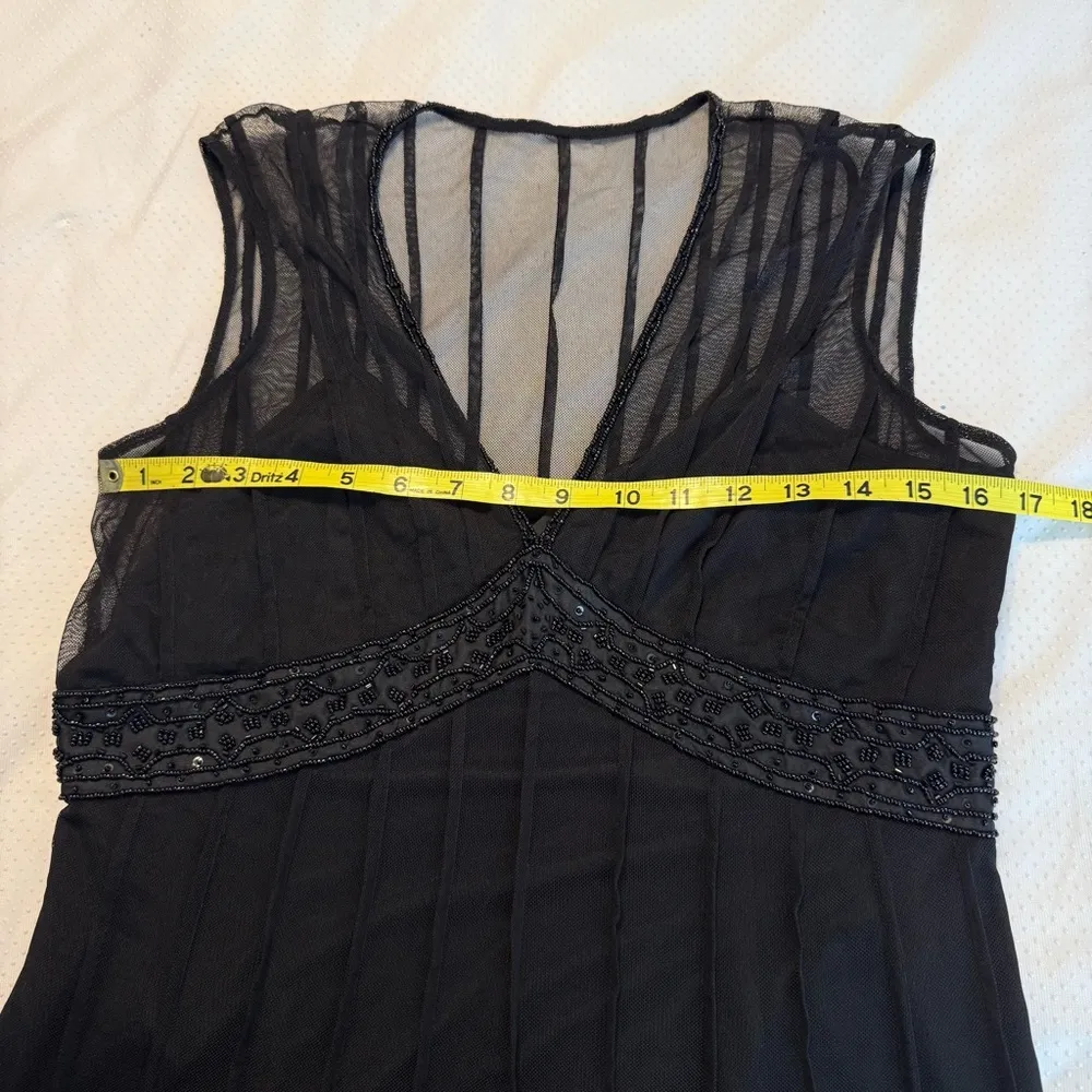 Mixit Black Midi Dress Beaded Sheer Panels Women’s Size 8 LBD Cocktail Dancing - Image 12