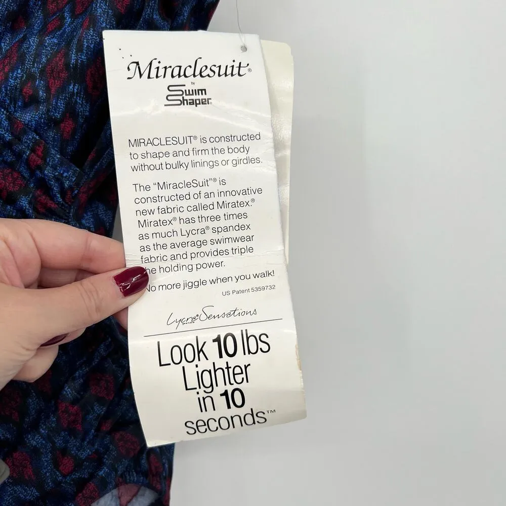 NEW Miraclesuit vintage one piece blue abstract slimming bathing suit size 10 - Image 7