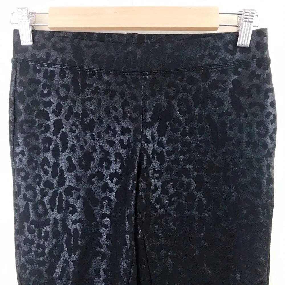 Express Metallic Faux Leather Shiny leopard skinny ankle leggings pants black S - Image 3