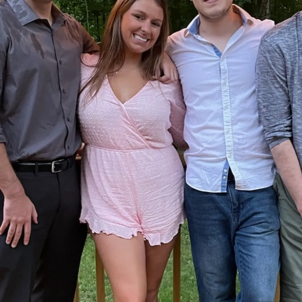 dress up | size medium baby pink romper | charleston spotted swiss dot romper - Image 3