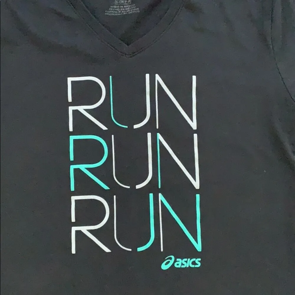 ASICS Run Graphic V-Neck Short Sleeve Tee S - Image 3