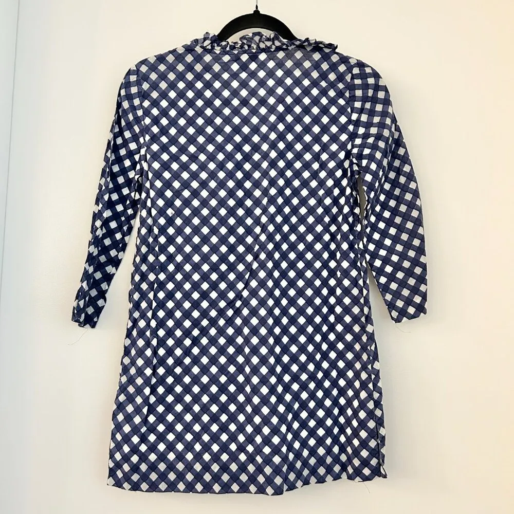 Kate Spade Gingham Print Ruffle Neck Tunic Top Size XXS - Image 8