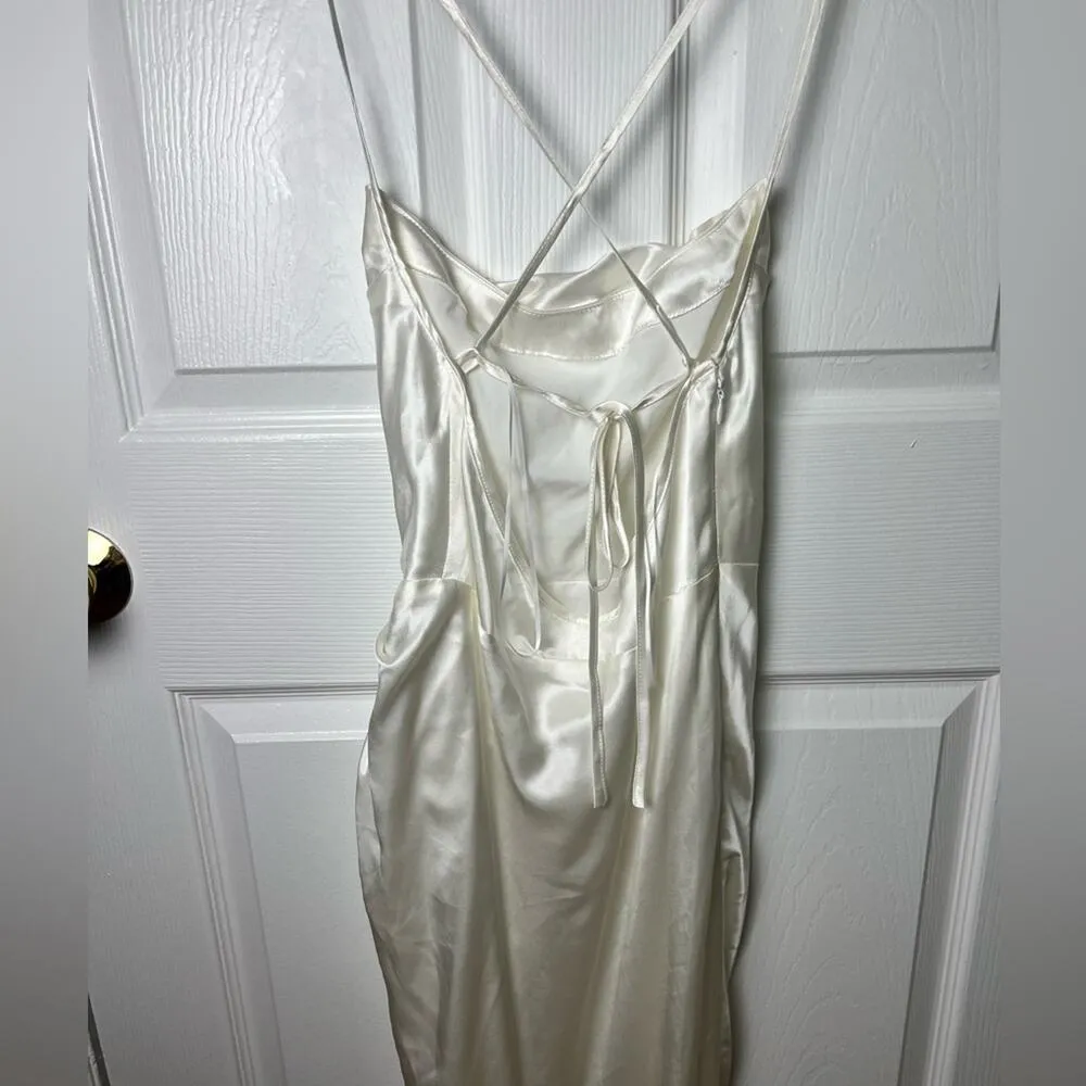 Amanda Uprichard X REVOLVE Silk Ruched Open Back Jasalina Midi Dress in Ivory S - Image 10