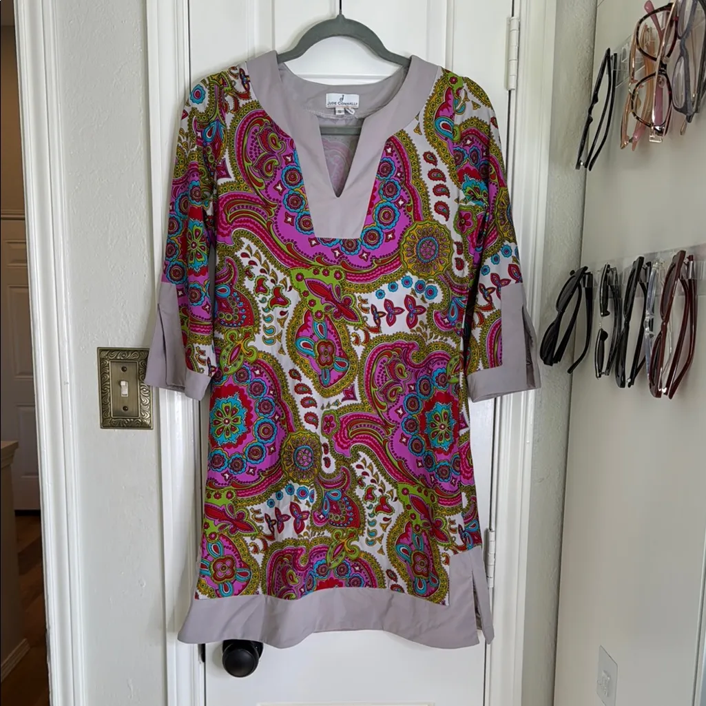 Jude Connally Holly tunic dress Jude cloth with colorful paisley Pink - Image 2