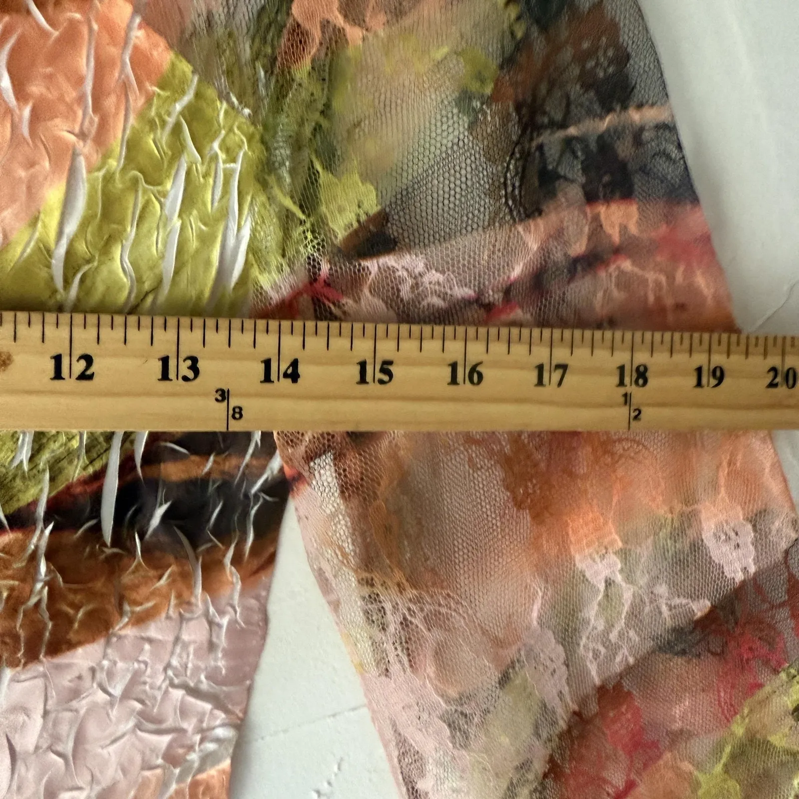 LINDI Dress Womens Small Mesh Sheer Crinkle Boho Y2k‎ Flare Sleeve Retro - Image 5