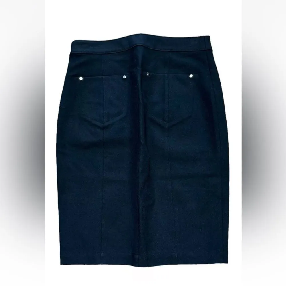 T by Alexander Wang Sz 8 Skirt‎ Pencil Black Zipper Detail Silver - Image 3