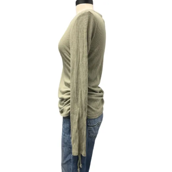 Victoria's Secret PINK Sage Green Ruched‎ Shirt Size Large Mod Y2K Earthy Boho - Image 4