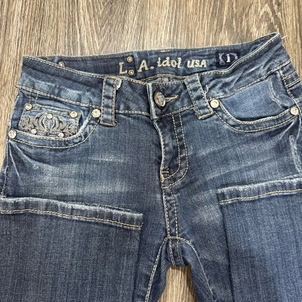 LA Idol Size 1 Capri Low Waist Blue - Image 3