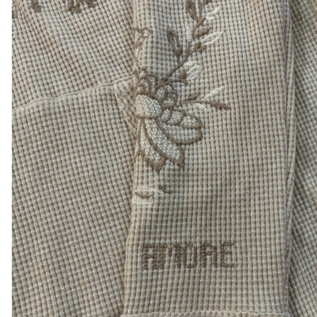 Johnny Was Metallic Thermal Hoodie - LAURA Metallic Cream Size XS - Image 7