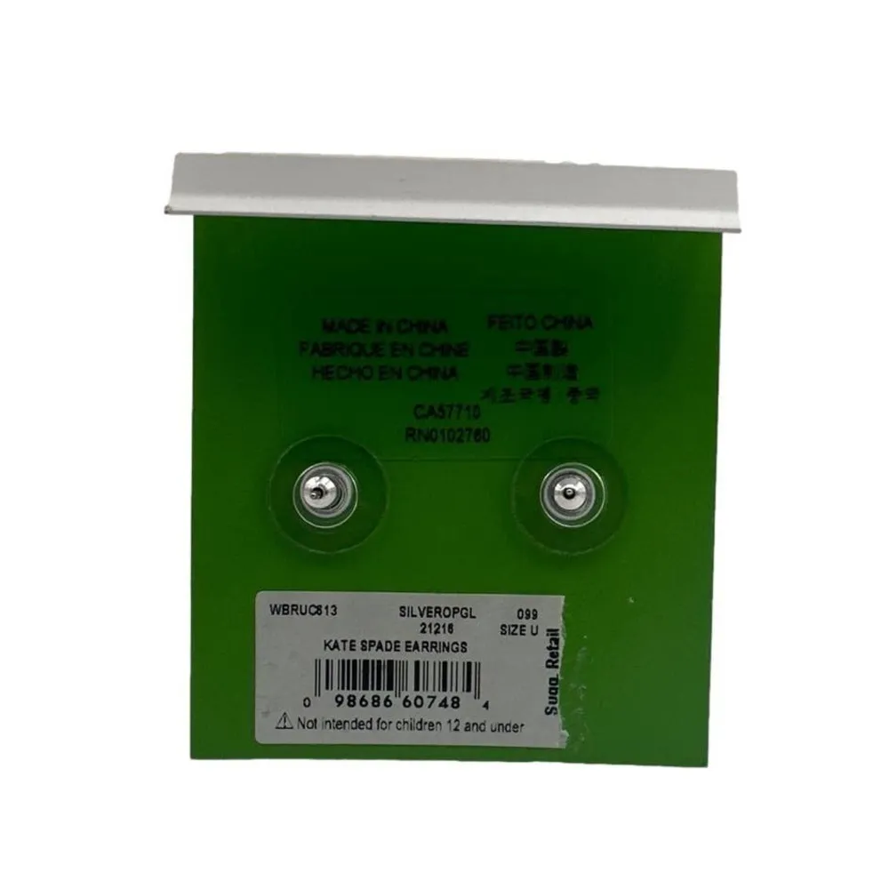 KATE SPADE New York Silver Plated Opal Glitter Small Squared Stud Earrings - Image 2