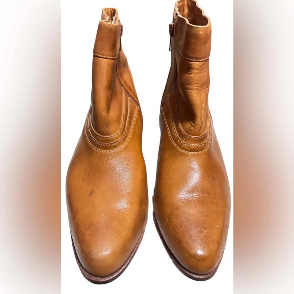 Thom Mcan Womens Brown Leather Ankle Boots mini heels Size 9 - Image 2