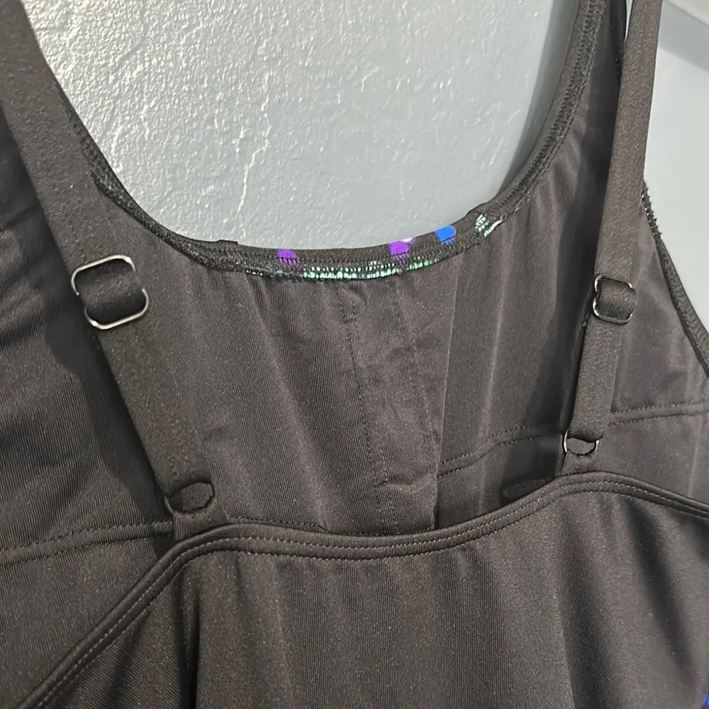 Black One Piece Swimsuit with colorful Accent Size 14 - Image 3