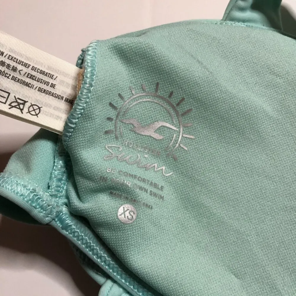 Hollister Swim Aqua Blue Bikini Top Removable Cups Adjustable Straps XS - Image 3