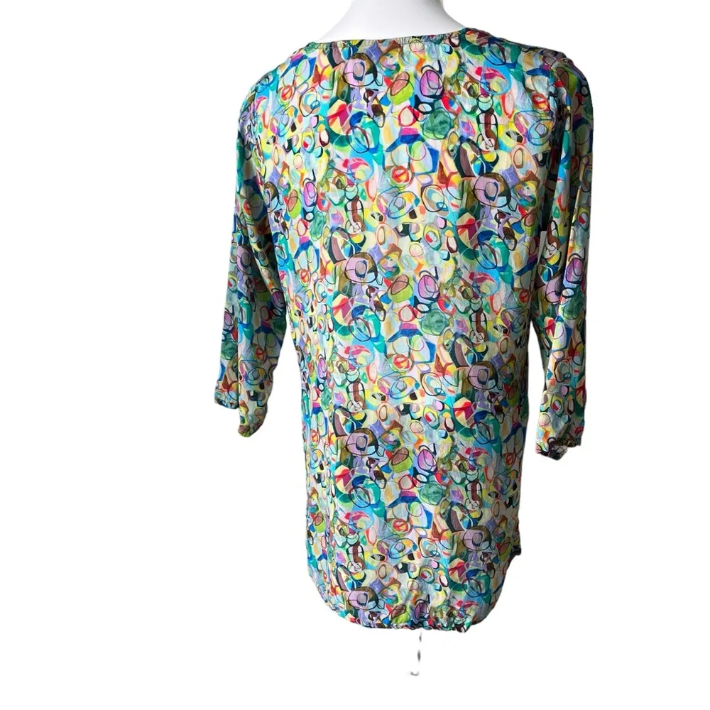 APNY Semi Sheer Abstract Multi Color Pullover Print Tunic, Sz S - Image 4