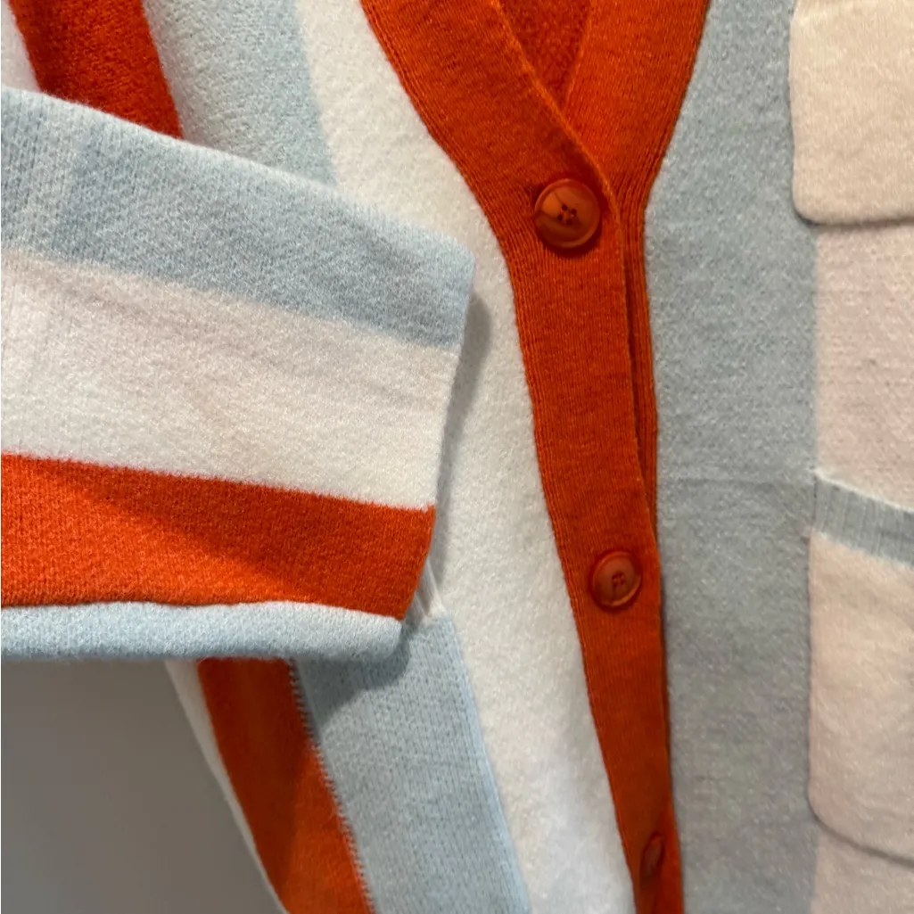 Anrabess orange & Blue chunky striped button cardigan Oversized size small - Image 6
