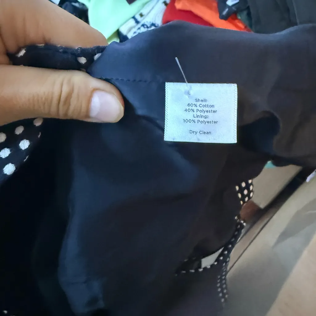 Talbots Navy Blue Polka Dot Preppy Tailored Jacket - Image 4