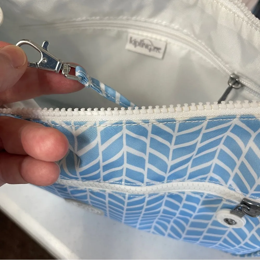 KIPLING Sally Crossbody Bag in Chevron Blue Pool Print - Image 7