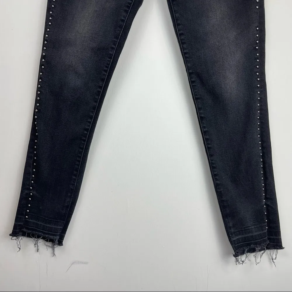 DL1961 Chrissy Ultra High Rise Skinny Black Denim Jeans Stud Embellished Sz 29 - Image 5