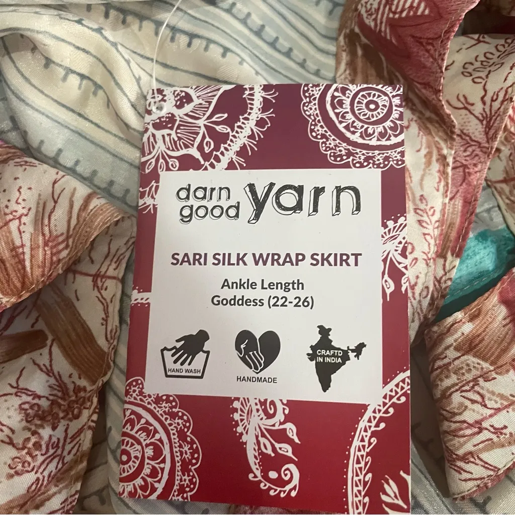 NWT Darn Good Yarn The Original Sari Wrap Skirt Ankle Length Goddess (22 - Image 8
