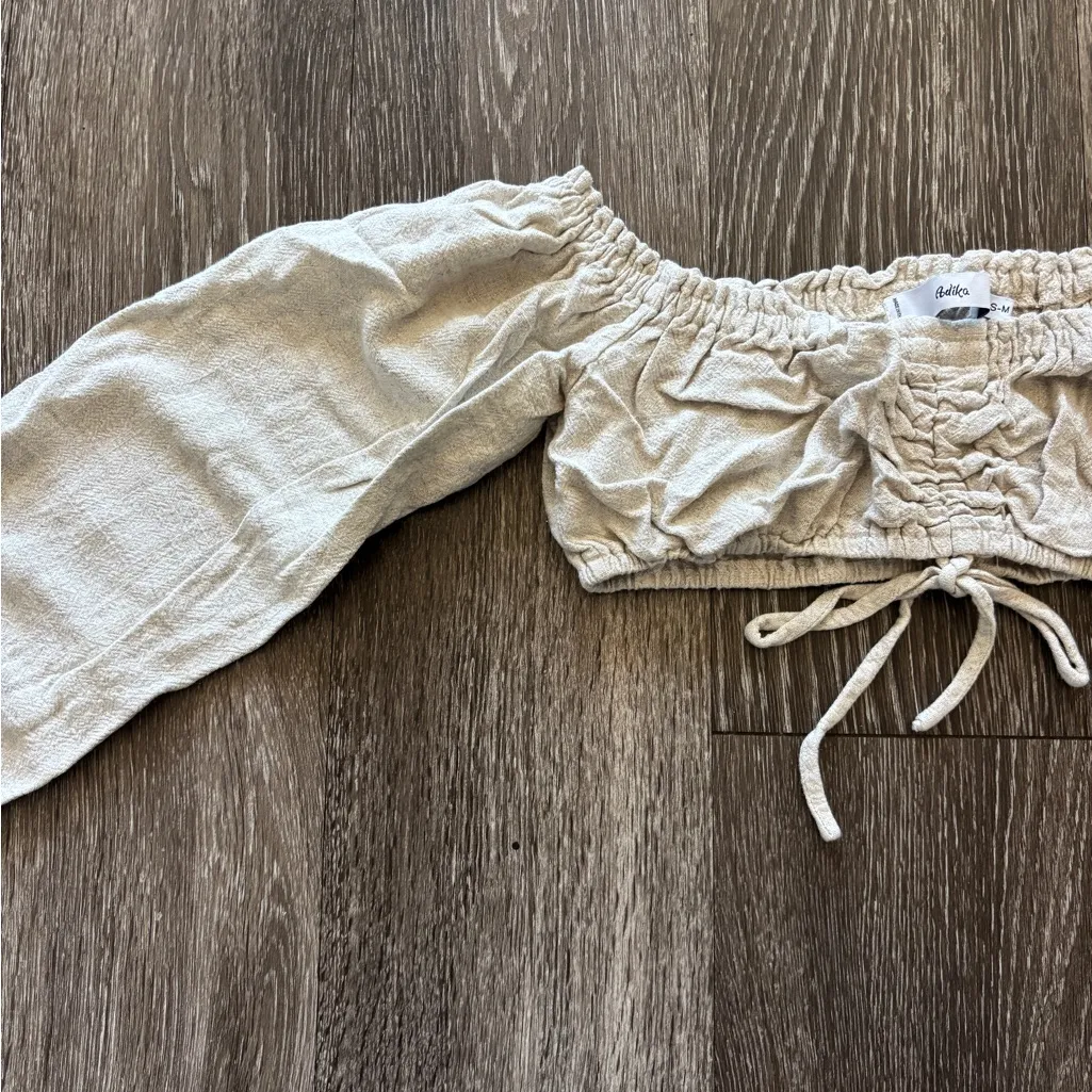 Adika Beige Off-Shoulder Crop Top S/M - Image 4