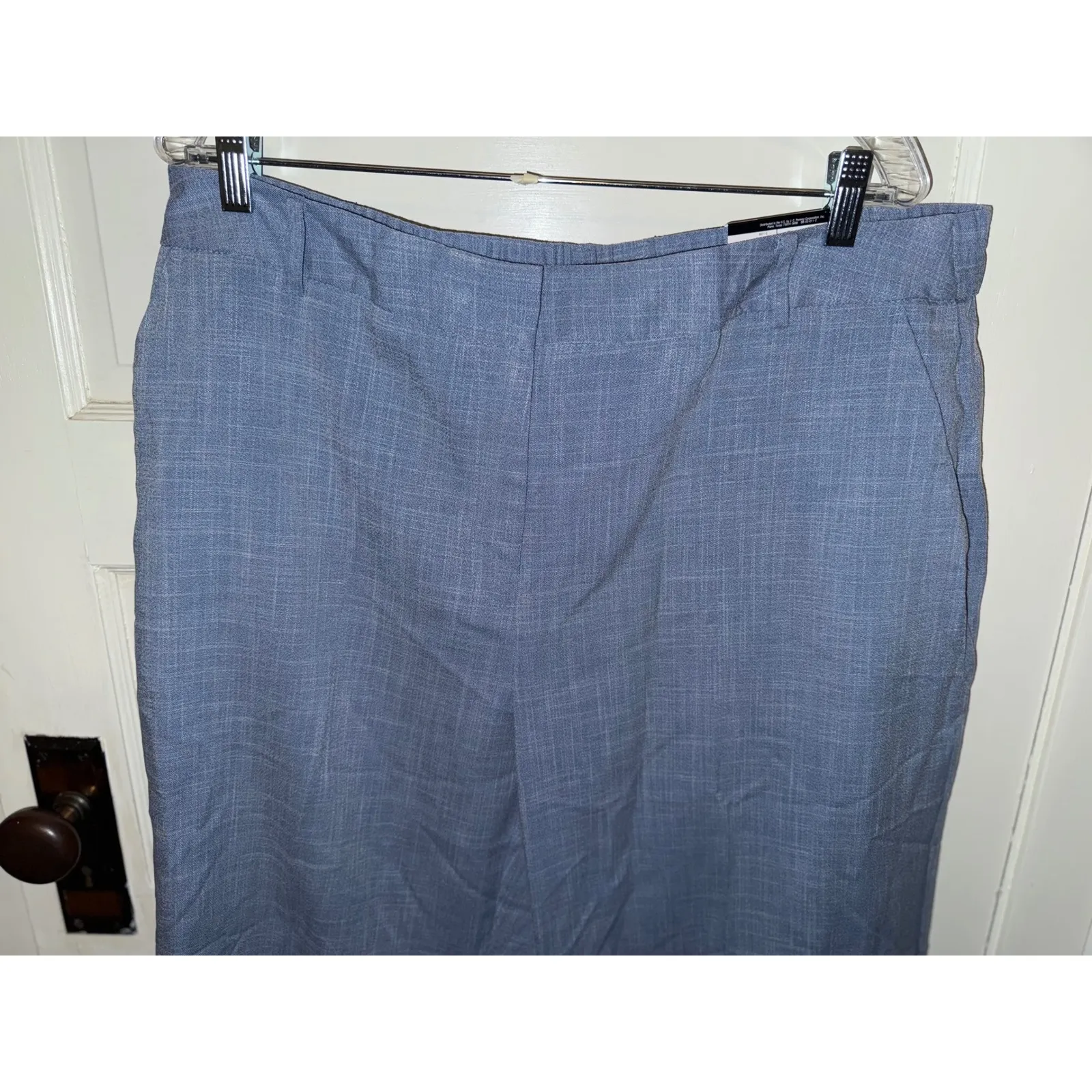 Worthington Womens Wide Leg Crop Pants Blue Plaid Elastic Waist Size 16W - Image 3
