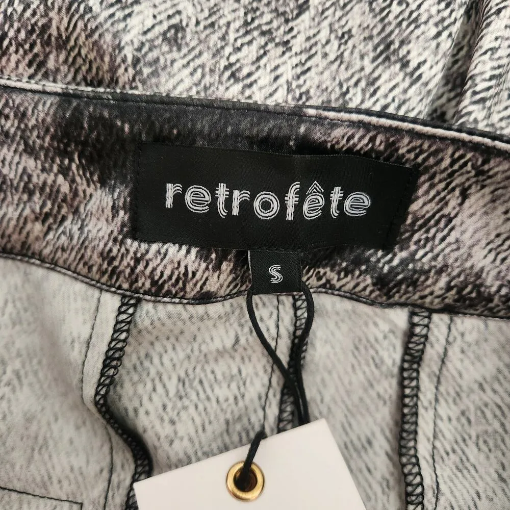 Retrofete Verona Silk Pant in Black Acid Denim Size Small NWT Wide Leg - Image 8