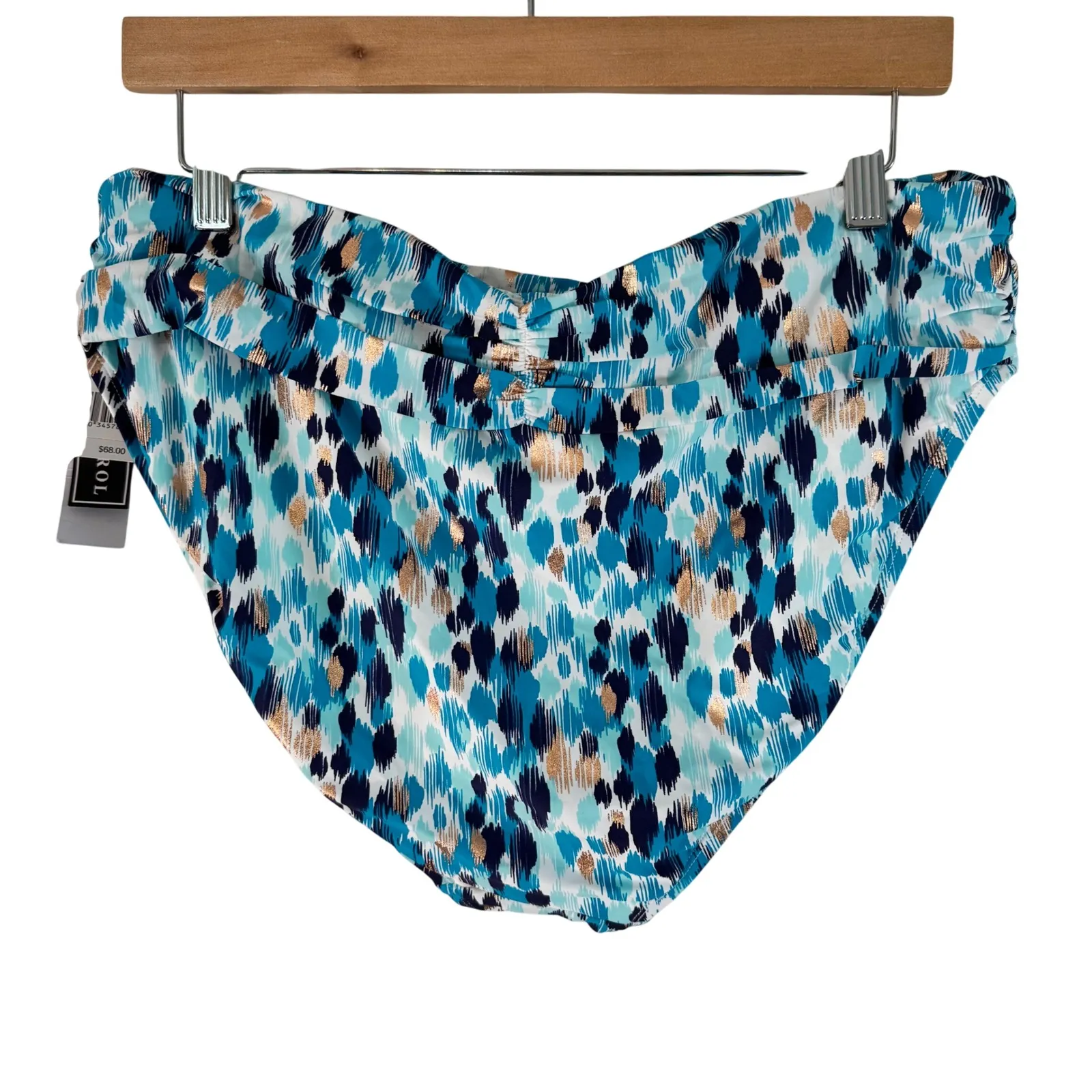 La Blanca Swim Bottom‎ Tummy Control High Waist Blue Gold 16W - Image 2