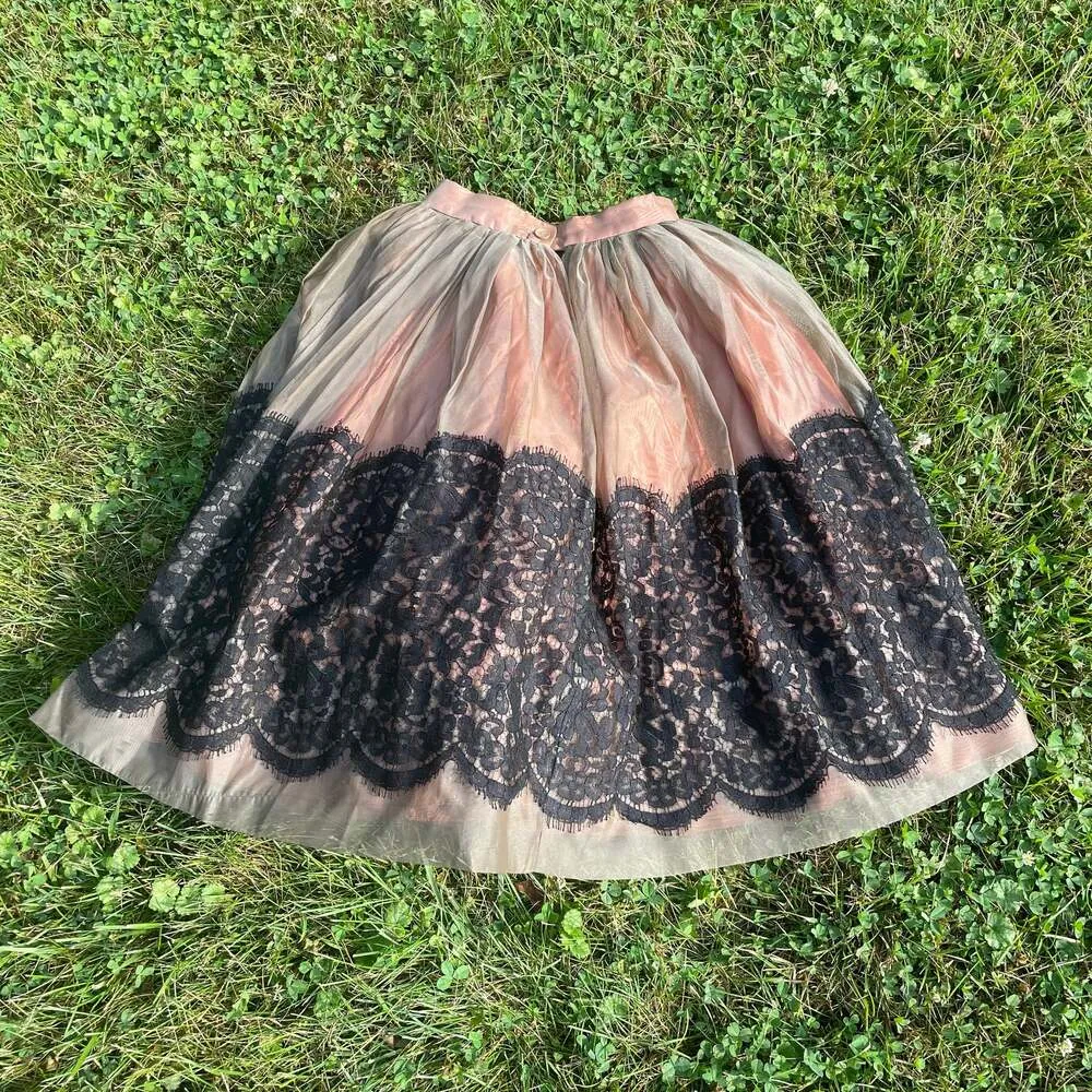 Vintage Black‎ Lace Gray Sheer Nude Full Skirt from Modern Jr. Black Size undefined - Image 6