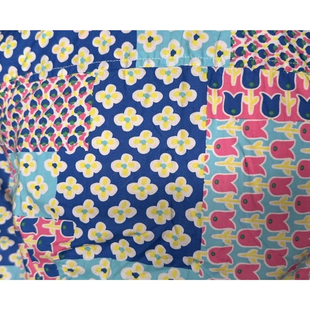 Talbots Island Patchwork Floral Print Belted Shirt Dress Sz 4 Convertible Sleeve - Image 14