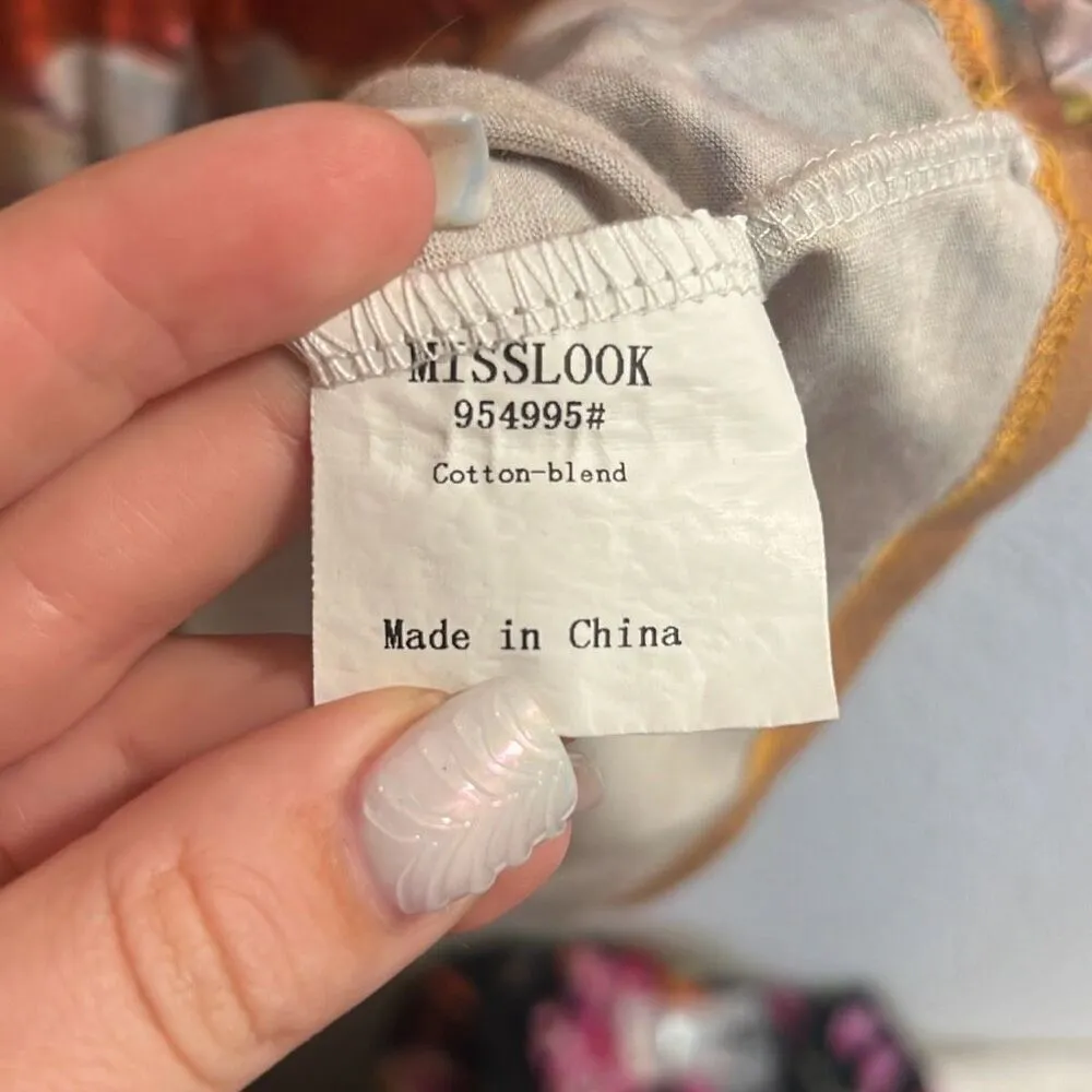 ✨Misslook Summer Floral Short Sleeve Casual Cotten Blend Sz Large Tee✨ Orange - Image 5